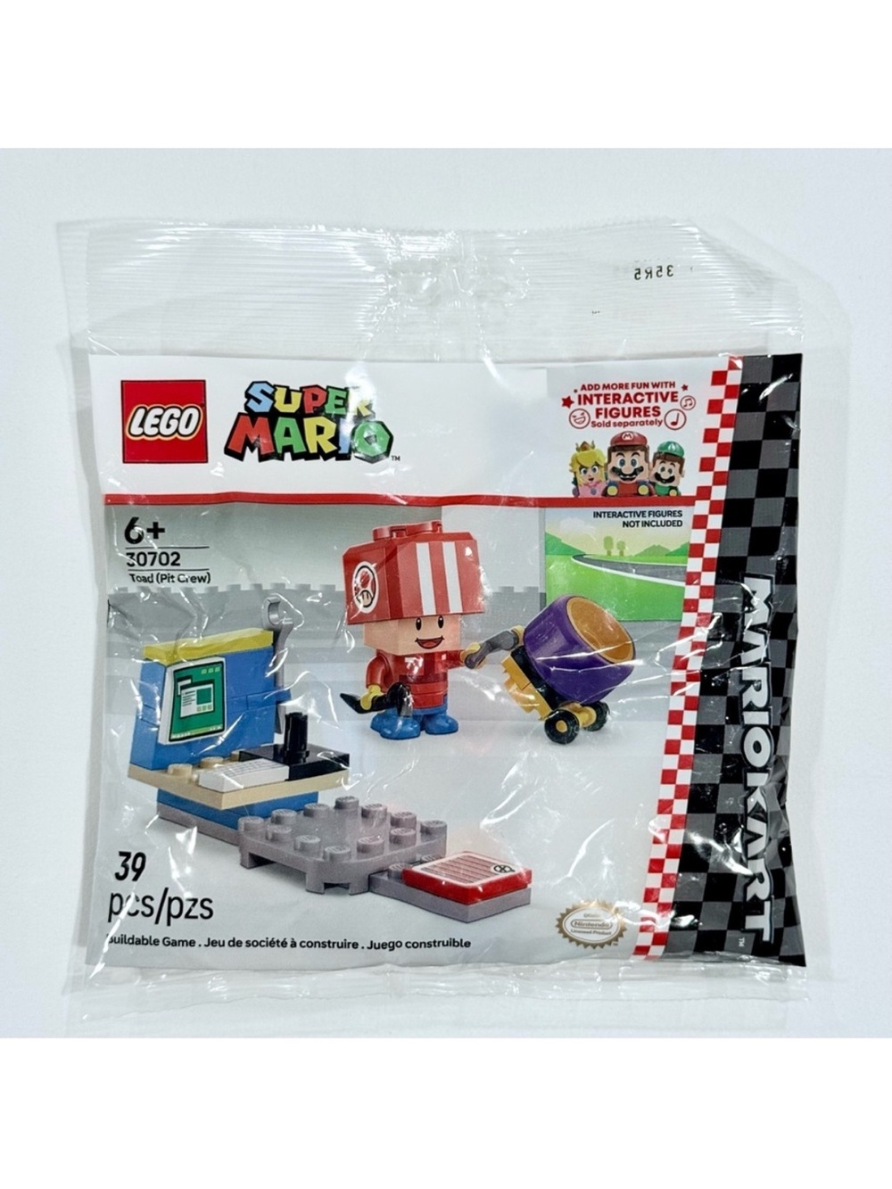 New LEGO Super Mario Kart Toad Pit Crew Set 30702 Polybag 39 Pieces Nintendo